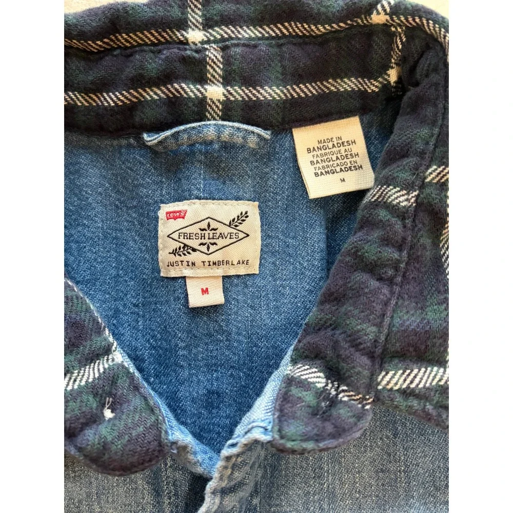 Levi's Blue Fresh Leaves Justin Timberlake Denim Western Shirt Mens M Excellent